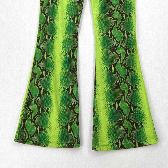 CULT GAIA X BRATZ Sheridan Pants Womens XL Green Ombre Snakeskin Flare NEW - Picture 7 of 16